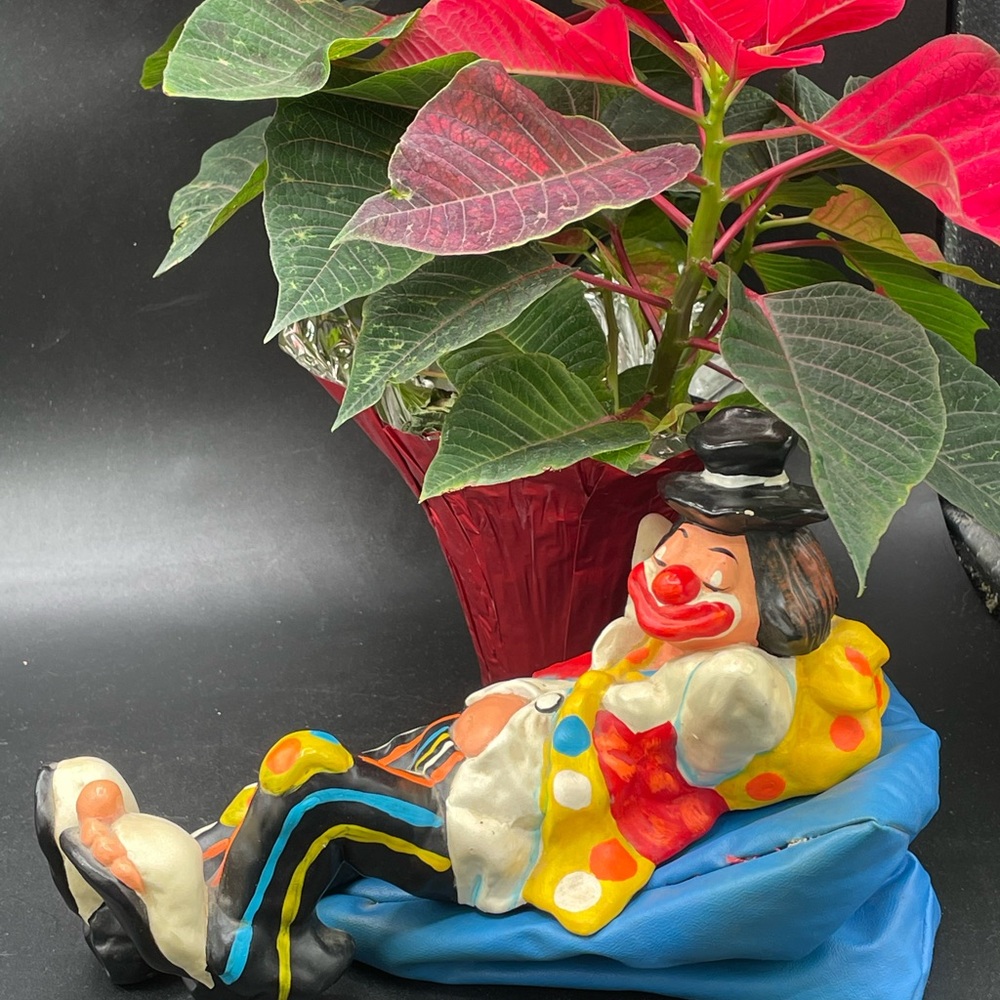 Nannette Black and Blue Clown Figurine